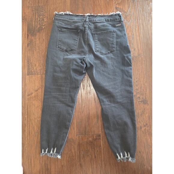KanCan Skinny Plus High Rise Frayed Waist and Hem Black Jean Size 18 - Picture 2 of 8